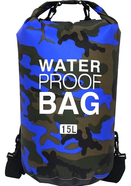15L No.10 Stili Pvc Su Geçirmez Kuru Çanta 5l 10L 20L 30L Camo Açık Dalış Katlanabilir Erkek Kadın Plaj Yüzme Çantası Rafting Nehir Okyanus Sırt Çantası (Yurt Dışından)