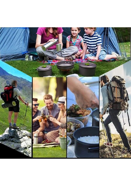 Tava Stili Kamp Tencere Seti Açık Yapışmaz Taşınabilir Pişirme Kiti Su Isıtıcısı Tava Pot Seyahat Yürüyüş Barbekü Sofra Ekipmanları (Yurt Dışından)
