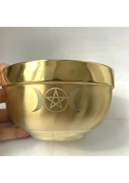 Mor Tarzı Ritüel Kase Tarot Pentagram Paslanmaz Çelik Altın Kaplama Sofra Takımı Töreni Öğlen Kehanet Astrolojik Alet Sunak Pervane (Yurt Dışından) fırsatları