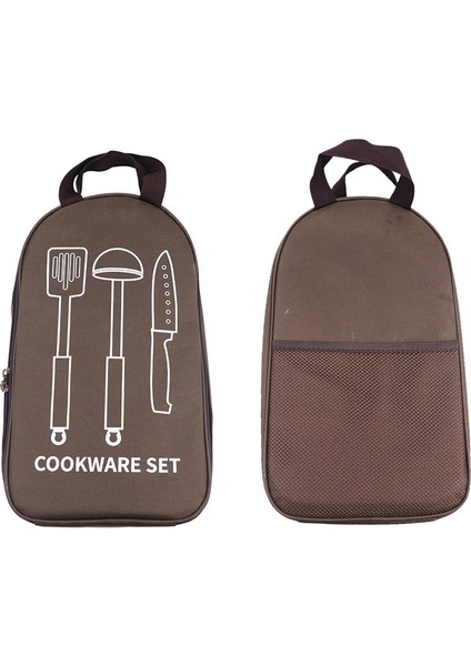 Kahverengi Çanta Stili Pişirme Aletleri Seti Çatal Bıçak Gereç Veya Kaşık Tencere Seti Outdoor Amping Pişirme Gereçleri Sofra Takımı (Yurt Dışından)