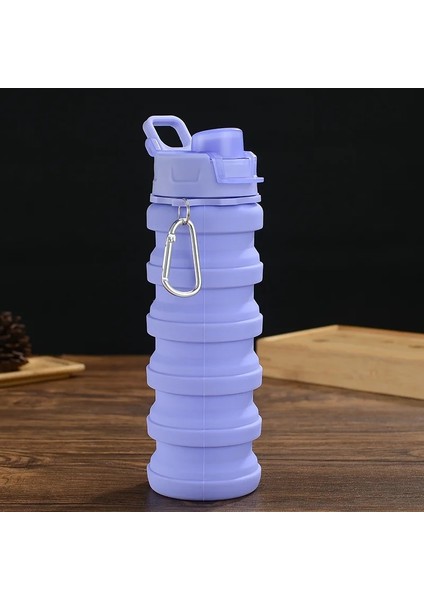 Mor Tarzı 500ML Geri Çekilebilir Silikon Şişe Katlanır Su Bardağı Doğa Sporları Seyahat Taşınabilir Su Isıtıcısı Bisiklet Büyük Kapasiteli Katlanabilir Bardak (Yurt Dışından)