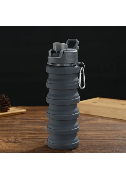 Gri Tarzı 500ML Geri Çekilebilir Silikon Şişe Katlanır Su Bardağı Doğa Sporları Seyahat Taşınabilir Su Isıtıcısı Bisiklet Büyük Kapasiteli Katlanabilir Bardak (Yurt Dışından)