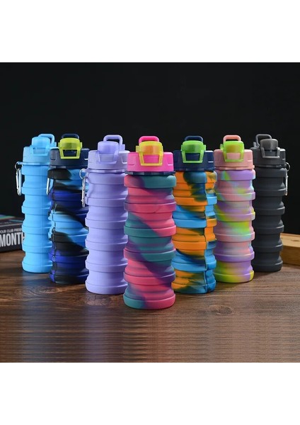 Gri Tarzı 500ML Geri Çekilebilir Silikon Şişe Katlanır Su Bardağı Doğa Sporları Seyahat Taşınabilir Su Isıtıcısı Bisiklet Büyük Kapasiteli Katlanabilir Bardak (Yurt Dışından)