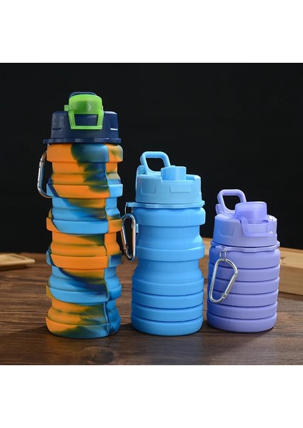 Gri Tarzı 500ML Geri Çekilebilir Silikon Şişe Katlanır Su Bardağı Doğa Sporları Seyahat Taşınabilir Su Isıtıcısı Bisiklet Büyük Kapasiteli Katlanabilir Bardak (Yurt Dışından)