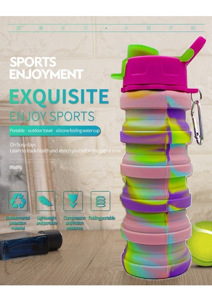 Gri Tarzı 500ML Geri Çekilebilir Silikon Şişe Katlanır Su Bardağı Doğa Sporları Seyahat Taşınabilir Su Isıtıcısı Bisiklet Büyük Kapasiteli Katlanabilir Bardak (Yurt Dışından)