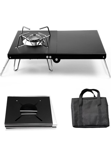 Siyah Stil Outdoor Camping Table Heat Shield Alcohol Gas Stove Stand Foldable Camping Stove Table For Soto St-B-Jcb TRB250 Burners (Yurt Dışından)