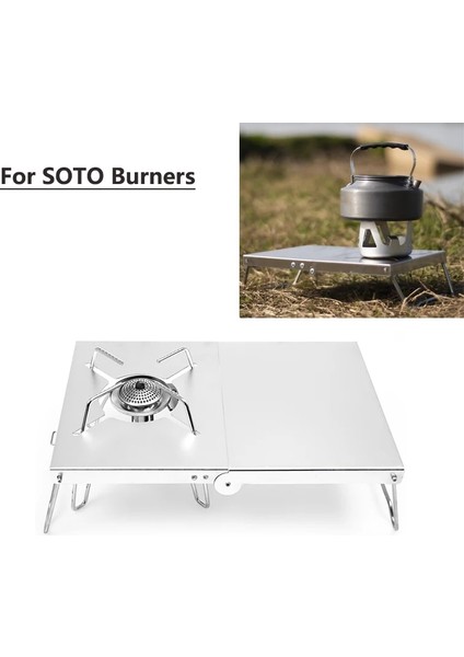 Siyah Stil Outdoor Camping Table Heat Shield Alcohol Gas Stove Stand Foldable Camping Stove Table For Soto St-B-Jcb TRB250 Burners (Yurt Dışından) fiyatları