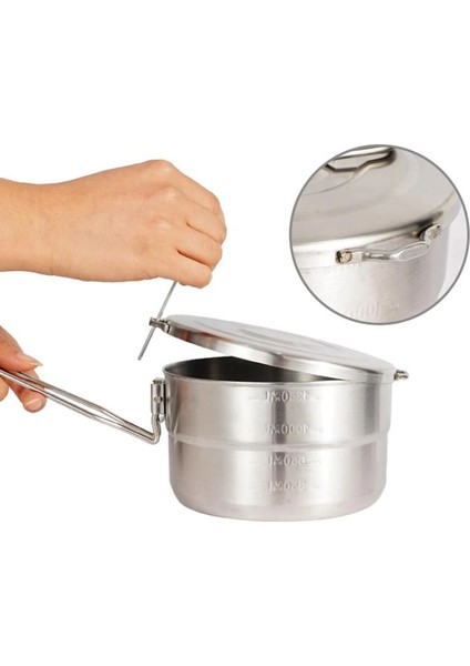 Kamp Pişirme Katlanabilir Saplı 1.5l Paslanmaz Çelik Tencere ve Çift Kullanımlı Kapak Yürüyüş Için Taşınabilir Sırt Çantasıyla Seyahat (Yurt Dışından) fiyatları