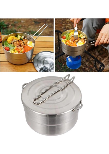 Kamp Pişirme Katlanabilir Saplı 1.5l Paslanmaz Çelik Tencere ve Çift Kullanımlı Kapak Yürüyüş Için Taşınabilir Sırt Çantasıyla Seyahat (Yurt Dışından) fırsatları