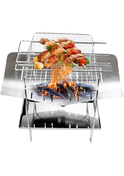 C Stili Mini Taşınabilir Barbekü Izgara Paslanmaz Çelik Katlanır Barbekü Net Soba Rafı Yakacak Odun Hafif Açık Gezi Kamp Aracı (Yurt Dışından) fiyatları
