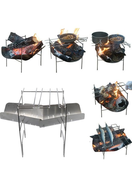 C Stili Mini Taşınabilir Barbekü Izgara Paslanmaz Çelik Katlanır Barbekü Net Soba Rafı Yakacak Odun Hafif Açık Gezi Kamp Aracı (Yurt Dışından) modelleri
