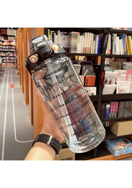 02 Çıkartma Stili Yok Sıcak 2l Spor Şişe Spor Su Isıtıcısı Uzay Bardağı Şeffaf Büyük Kapasiteli Su Bardağı Plastik Açık Fitness Pratik Uzun Mesafe (Yurt Dışından)