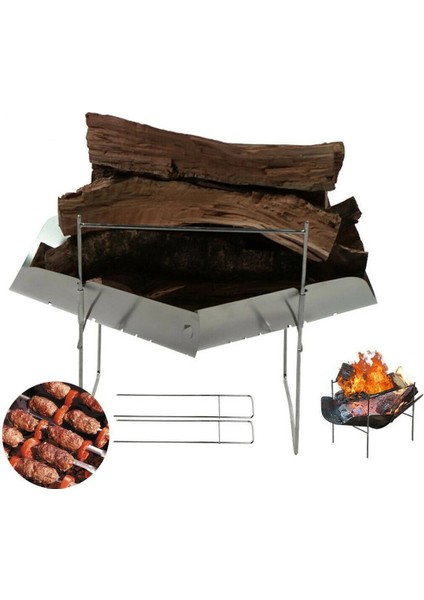 C Stili Ultralight Titanyum Odun Sobası Kamp Ateşi Odun Ateşi Isıtıcı Soba Açık Kamp Avcılık Taşınabilir Isıtma Sobası Barbekü Pişirme Ocağı (Yurt Dışından)