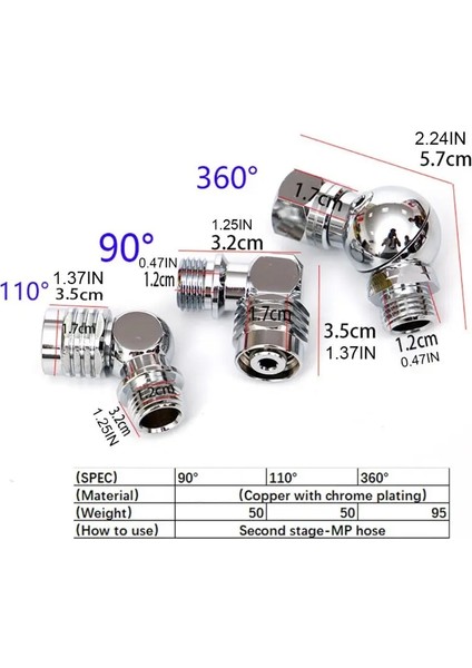 110 Derece Tarzı Derece Döner Hortum Adaptörü 2. Aşama Tüplü Dalış Regülatörü Konnektör R9CE (Yurt Dışından) fırsatları