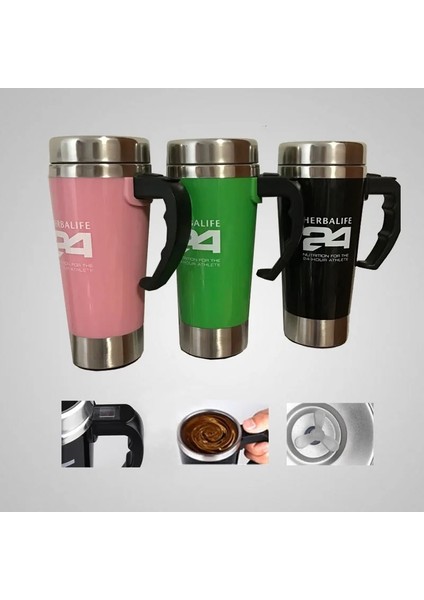 Siyah Stil 15OZ Herbalife 24 Paslanmaz Tembel Kendiliğinden Karışan Kupa Oto Karıştırma Kabı (Yurt Dışından)