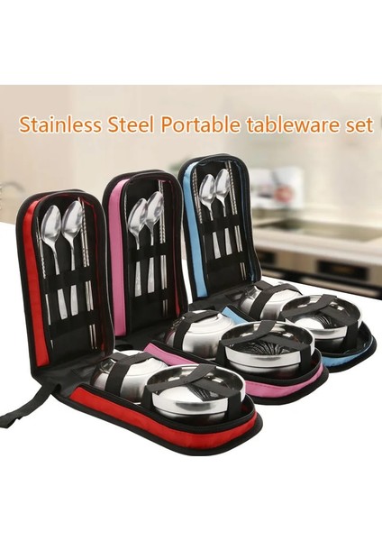 1 Kişilik Set Stili Seyahat Ekipmanları Kase Kaşık Çatal Bıçak Takımı Kamp Katlanır Sofra Açık Egzersiz Yemek Takımıçelik Set Aktiviteler Chopstick Yürüyüş (Yurt Dışından) modelleri