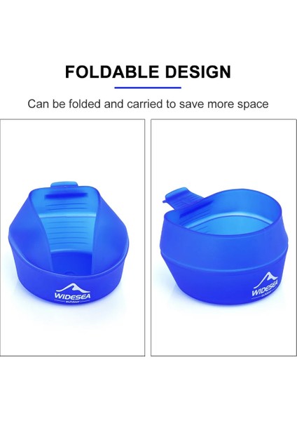 Fincan Tarzı Widesea Sofra Kamp Için 250ML Yumuşak Katlanabilir Bardak Kamp Ekipmanları Taşınabilir Kolu Açık Cep Kase Turizm Yürüyüş (Yurt Dışından)