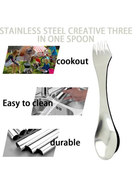 Gümüş Tarzı Paslanmaz Gadget Spork Kaşık Çatal Çatal Bıçak Gereçler Ombo Kahvaltı Öğle Yemeği Akşam Yemeği Barbekü Açık Seyahat Kamp (Yurt Dışından) fiyatları
