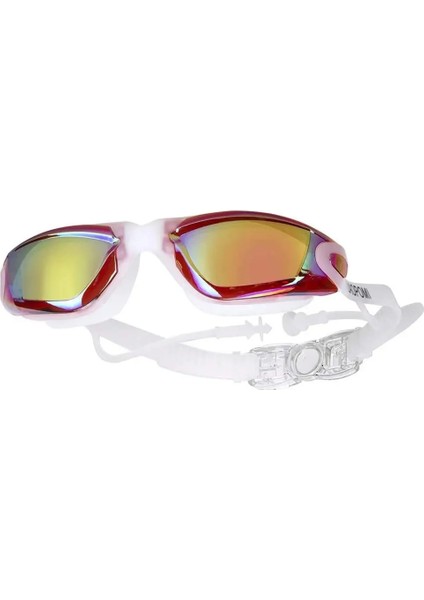 Kırmızı Stil Miyopi Yüzme Gözlüğü Kulak Tıkacı Profesyonel Yetişkin Silikon Yüzme Kap Havuz Gözlük Anti Sis Erkek Kadın Optik Su Geçirmez Gözlük (Yurt Dışından)