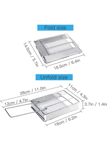 Stil B Tarzı Katlanabilir Paslanmaz Çelik Tost Makinesi Plakası Taşınabilir Açık Kamp Ekmek Tost Makinesi Izgara Sırt Çantasıyla Yürüyüş Yürüyüş Mesh Net Grill (Yurt Dışından)