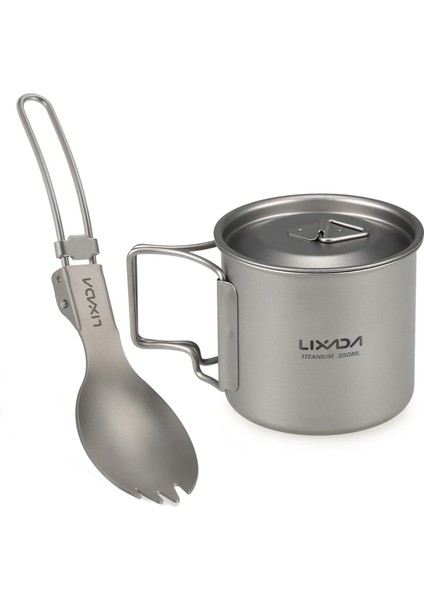 350ML Spork Tarzı ile Tomshoo 750ML Ultralight Titanyum Bardak Tencere Açık Taşınabilir Su Bardağı Kupa Sofra Tencere Titanyum Pot Kamp (Yurt Dışından)