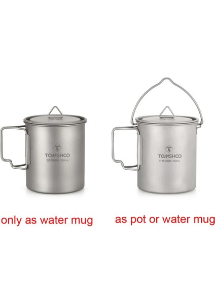 750ML Tarzı Tomshoo 750ML Ultralight Titanyum Bardak Tencere Açık Taşınabilir Su Bardağı Kupa Sofra Tencere Titanyum Pot Kamp (Yurt Dışından)