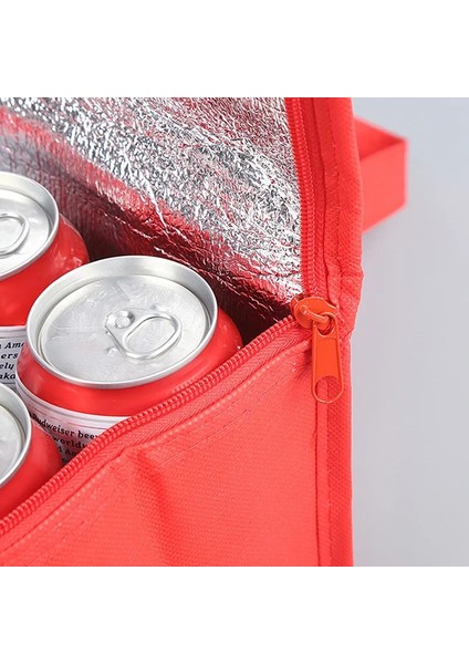 Gümüş Tarzı Kırmızı Taşınabilir Öğle Yemeği Soğutucu Çanta Katlanır Yalıtım Buz Paketi Gıda Termal Çanta Içecek Taşıyıcı Yalıtımlı Çantalar Gıda Dağıtım Çantası (Yurt Dışından) fırsatları
