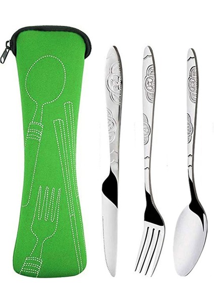 Mavi Stil Et Paslanmaz Çelik Yemek Takımı Taşınabilir Seyahat Kamp Çatal Sofra Takımı Yemek Takımı Kılıf Sofra Takımı Kiti Bez Çanta ile (Yurt Dışından) fırsatları