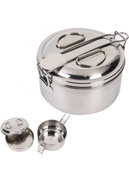 Paslanmaz Çelik Tencere Seti Açık Kamp Pişirme Aşçı Seti Katlanır Kamp Pot Kızartma Tavası Bento Pot Barbekü Sırt Çantası Için (Yurt Dışından)