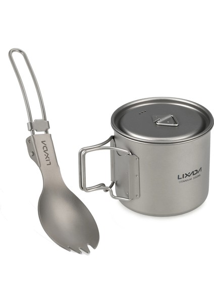 550ML Spork Tarzı ile Tomshoo 750ML Ultralight Titanyum Bardak Tencere Açık Taşınabilir Su Bardağı Kupa Sofra Tencere Titanyum Pot Kamp (Yurt Dışından)