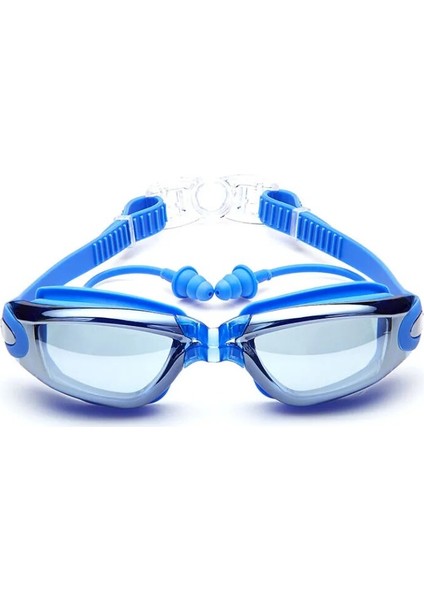 Mavi Stil Yüzme Gözlükleri Erkek Kadın Miyopi Havuzu Kulak Tıkacı Profesyonel Optik Su Geçirmez Yüzmek Gözlük Reçete Yetişkin Dalış Gözlükleri (Yurt Dışından)