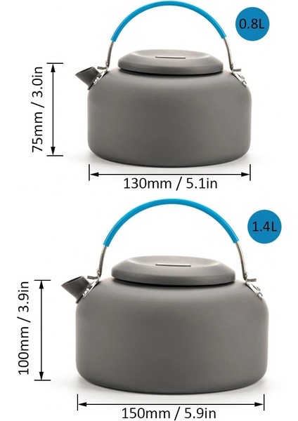 Açık Gri Tarzı 0.8l.4l Açık Hafif Alüminyum Kamp Çaydanlık Su Isıtıcısı Cezve Açık Su Isıtıcısı Kamp Yürüyüş Için Sırt Çantasıyla Seyahat (Yurt Dışından)
