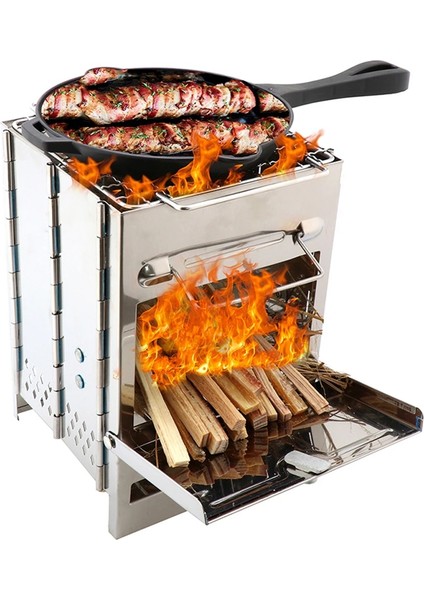 Stil 5 Stil Katlanır Kamp Yürüyüş Soba Sırt Çantasıyla Odun Sobası Mini Barbekü Izgara Sırt Çantasıyla Seyahat Için Taşıma Çantası ile Yürüyüş Kamp Pişirme (Yurt Dışından)