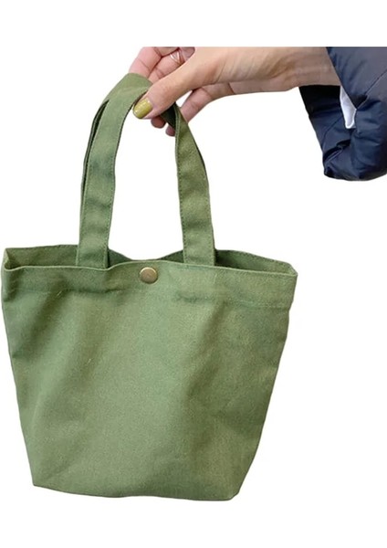 Ordu Yeşili Tarzı Andy Renk Kanvas Tote Çanta Öğle Yemeği Çantası Için Yeni Açık Çanta Gıda Moda Bakır Toka ile Taşınabilir Küçük Öğle Yemeği Çantası (Yurt Dışından)