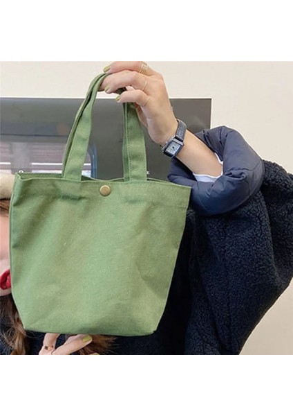 Ordu Yeşili Tarzı Andy Renk Kanvas Tote Çanta Öğle Yemeği Çantası Için Yeni Açık Çanta Gıda Moda Bakır Toka ile Taşınabilir Küçük Öğle Yemeği Çantası (Yurt Dışından) indirimleri