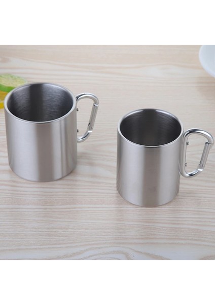 220ML Camping Travel Stainless Steel Cup Carabiner Hook Handle Water Mug (Yurt Dışından) fırsatları