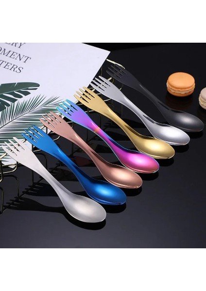 Mavi Stil Açık Kamp Titanyum Spork Kaşık Sofra Takımı Ultra Hafif Yürüyüş Kamp Seyahat Sofra Takımı Tencere Taşınabilir Outdoor (Yurt Dışından) fiyatları