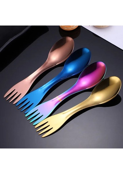 Mavi Stil Açık Kamp Titanyum Spork Kaşık Sofra Takımı Ultra Hafif Yürüyüş Kamp Seyahat Sofra Takımı Tencere Taşınabilir Outdoor (Yurt Dışından) modelleri