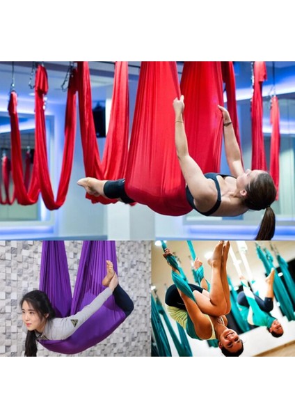Mor Tarzı Yeni Elastik Hava Uçan Anti-Yerçekimi Yoga Hamak Salıncak Kemerleri Yoga Eğitimi Vücut Geliştirme Fitness Ekipmanları Için * 1m (Yurt Dışından) indirimleri