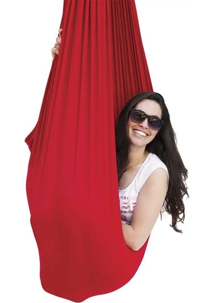 Kırmızı Stil Çocuk Elastik Hamak Kapalı ve Açık Elastik Salıncak Yatağı Hava Yoga Eğitim Kemeri Rahat Hamak (Yurt Dışından)