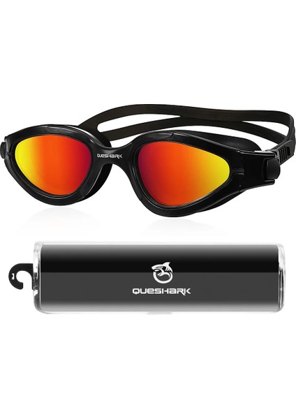 Siyah Kırmızı Stil Tek Boyut Queshark Kadın Erkek Hd Buğu Önleyici Uv Koruma Polarize Yüzme Gözlükleri Su Sporları Yüzmek Dalış Gözlükleri ile Taşınabilir Kutu Seti (Yurt Dışından)