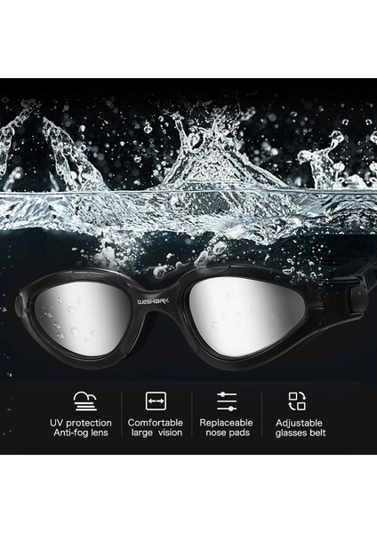 Siyah Kırmızı Stil Tek Boyut Queshark Kadın Erkek Hd Buğu Önleyici Uv Koruma Polarize Yüzme Gözlükleri Su Sporları Yüzmek Dalış Gözlükleri ile Taşınabilir Kutu Seti (Yurt Dışından) indirimleri