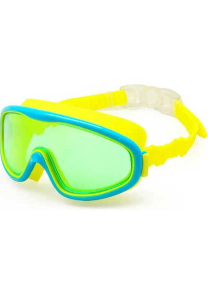 Yeşil-Sarı Tarzı Çocuklar Yüzme Gözlükleri Çocuklar Geniş Görüş Buğu Önleyici Anti-Uv Şnorkel Dalış Maskesi Kulak Tıkaçları Doğa Sporları (Yurt Dışından)