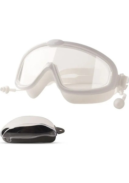 Beyaz Stil Mosodo Çocuk Yüzme Gözlükleri Kulak Tıkacı Silikon Çocuk Yüzme Havuzu Gözlükleri Buğu Önleyici Gözlük Erkek Kız Dalış Maskesi Kılıflı (Yurt Dışından)