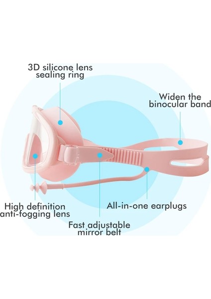 Beyaz Stil Mosodo Çocuk Yüzme Gözlükleri Kulak Tıkacı Silikon Çocuk Yüzme Havuzu Gözlükleri Buğu Önleyici Gözlük Erkek Kız Dalış Maskesi Kılıflı (Yurt Dışından) indirimleri