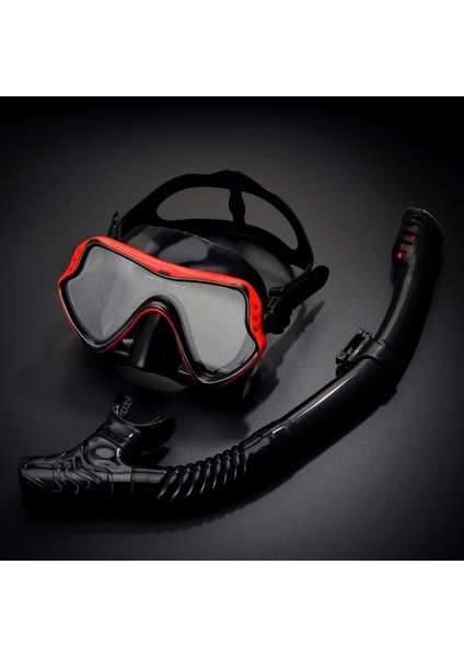 Kırmızı Stil Tek Boyut Dalış Gözlükleri Solunum Tüpü Seti Erkekler ve Kadınlar Yetişkin Büyük Çerçeve Silikon Maske Yüzme Gözlüğü Şnorkel Dalış Camı (Yurt Dışından)