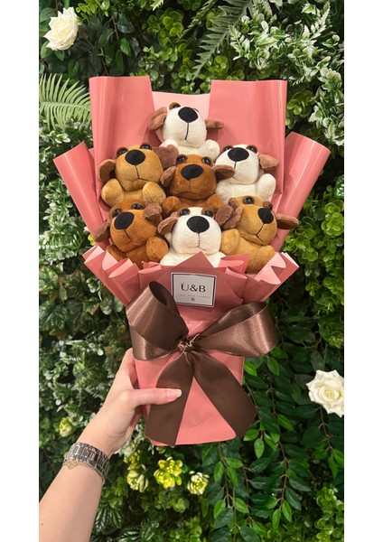 Peluş Köpek Ayıcık Çiçek Buketi fiyatları