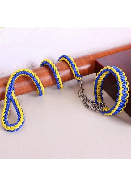 Sarı Mavi Stil M 30 Ila 40 cm Çift Telli Halat Büyük Köpek Tasmalar Metal P Zinciri Toka Kontrast Renkli Pet Çekiş Halatı Yaka Seti Köknar Uzunluğu (Yurt Dışından)