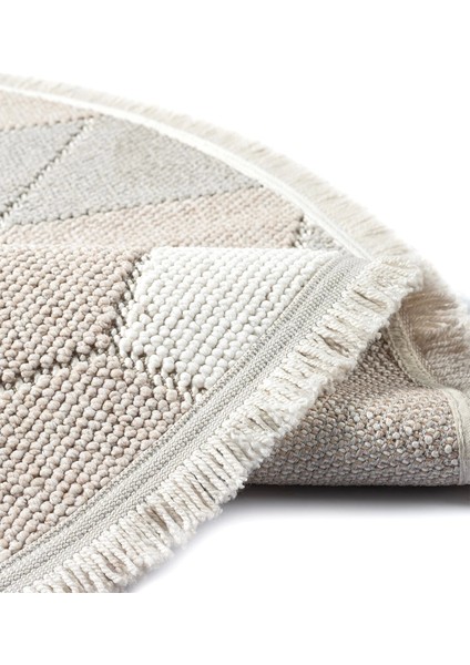 Krem Bej Gri Yumuşak Dokulu Yuvarlak Halı Kilim Mutfak Koridor Yolluk Dokuma Makine Halısı 008 Daire fırsatları