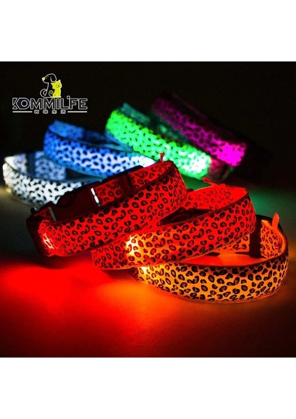 Turuncu Tarzı S Beden LED Köpek Tasması USB Şarj Edilebilir Naylon Leopar Baskı LED Işıklı Köpek Tasmaları Köpek Gece Yürüyüşü Güvenle Glow Kolye Pet Malzemeleri (Yurt Dışından) fiyatları
